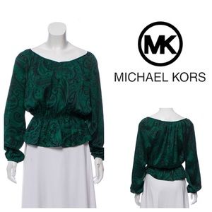 Michael Michael Kors• Green Paisley Peplum Top